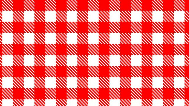 animation classic checkerboard pattern, red, white Lumberjack or flanel pattern, screen pattern, seamless plaid pattern. Retro background video. Vintage checkered color geometric texture,