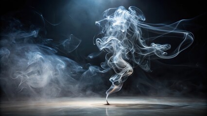 Abstract Swirling Smoke Trails on a Dark Background, Evoking Mystery and Intrigue