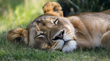 Sleeping Lioness in Sunlight