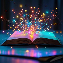 magic book with magic lights