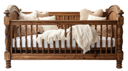 Collection of Cribs Front View Full Length Isolated on Transparent Background – Baby Nursery Furniture for Safe and Comfortable Sleep