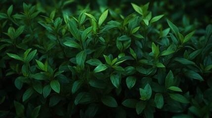 Green leafy plants in focus with blurred background lighting