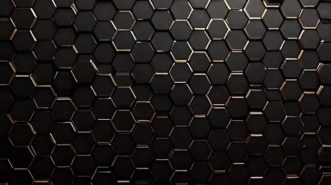 Luxurious Black & Gray Gradient Background with Golden Hexagonal Grid Animation