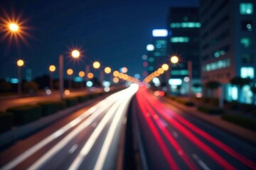 Fototapeta premium Blurred light trails illuminate abstract cityscape, fast-paced energy, futuristic, night, trails