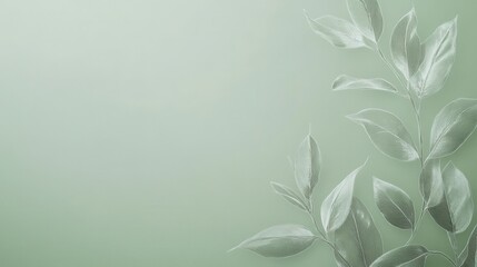 Naklejka premium Elegant botanical line art design with soft green background and golden ratio composition for modern eco-friendly themes