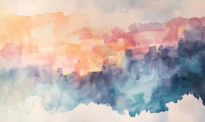 Abstract watercolor painting of soft blended colors and brush strokes