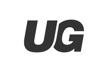 UG Techno Editable Font Logo For Corporate Branding. Bold, Futuristic Design With Unique Typographic Ideas. Minimal Custom Type And Dynamic Letter
