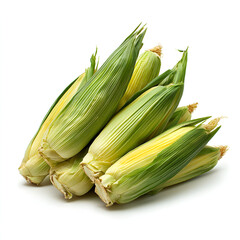 Fototapeta premium Fresh Organic Sweet Corn Cobs: Healthy Green Vegetables for Summer Harvest & Cooking Recipes
