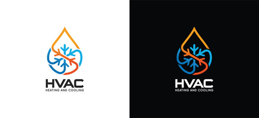 Creative line style cooling and heating logo vector illustration, hvac logo design