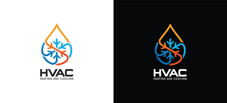 Creative line style cooling and heating logo vector illustration, hvac logo design