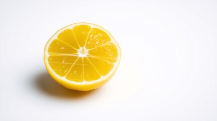 Fresh lemon in angle on a clean white background, showcasing vibrant yellow citrus texture