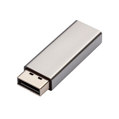 USB flash drive with a metallic casing on transparent background