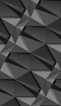 Black and dark gray color geometric tile wallpaper design.