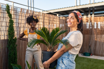 Designer holding plant