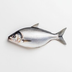 Fresh Silver Fish on White Surface Ideal for Culinary and Seafood Illustration