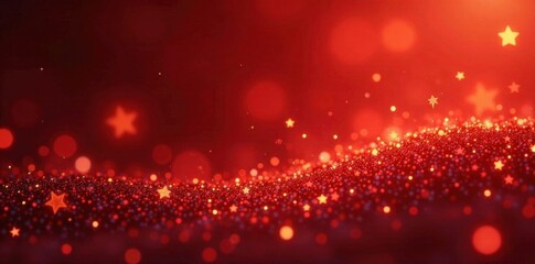 Golden background, vibrant red & silver stars sparkle , backdrop, xmas, gold