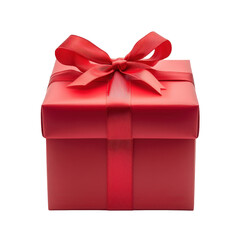 Fototapeta premium a beautifully wrapped red gift box with a glossy finish and a bow on top symbolizing celebration and generosity perfect for occasions like birthdays holidays or special events