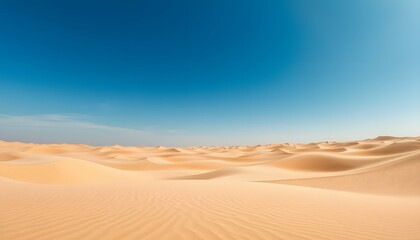 Desert Dunes Under Blue Sky Nature Landscape with Sand and Sunlight Scene