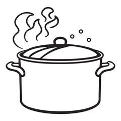 cooking pot with steam icon modern design