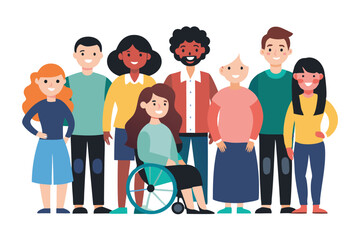 Multinational large group of people isolated on white background