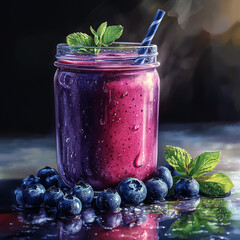 blueberry smoothie with mint