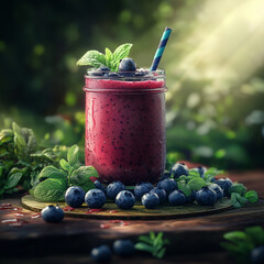 blueberry smoothie with blueberries