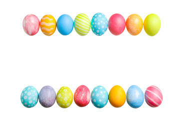 PNG, Easter, set of painted Easter eggs, with space for text, isolated on white background