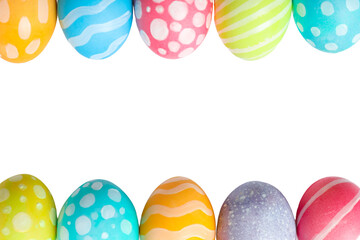 PNG, Easter, set of painted Easter eggs, with space for text, isolated on white background