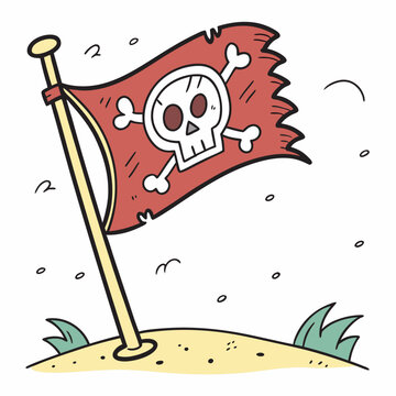 recommend clip art: cartoon doodle of a pirates flag