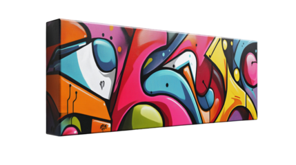 Bold Urban Graffiti Canvas Print with Vivid Colors and Street Art Vibes isolated on transparent background 