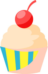 Colorful Cupcake with Cherry Illustration, Design Inspiration, Vector, Illustration, Object, Template