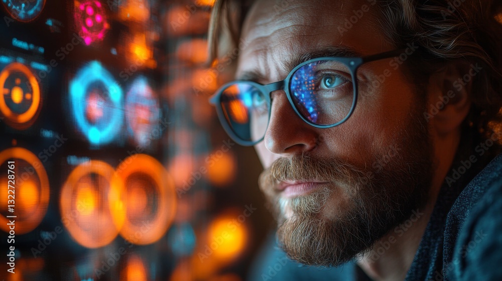Aufkleber An expert examines interactive displays illustrating quantum concepts such as superposition, entanglement, and their applications in algorithm optimization amidst a high-tech setting.