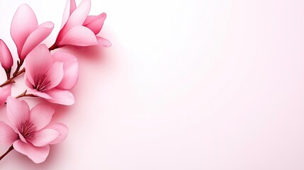 Obraz premium Digital watercolor painting abstract background idea. Delicate pink magnolia flowers on a soft pastel background.