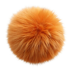 Realistic 3D Fluffy Orange Fur Ball with Soft, Detailed Texture on White Background