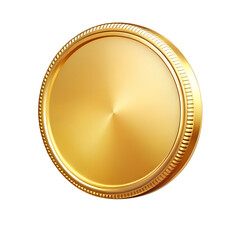 Blank Shiny Gold Coin or Medal Isolated on White Background