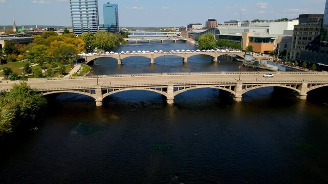 downtown grand rapids michigan drone