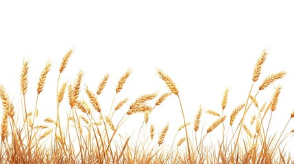 Wheat field isolated on white background