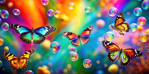 Colorful Butterfly Bubbles Rainbow Abstract Photography - Vivid Nature Wallpaper