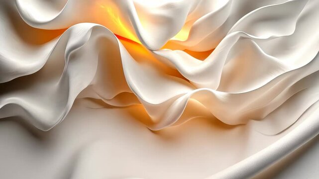 Abstract White Fabric Waves with Glowing Center