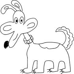 funny cute smiling dog with long muzzle and big cheeks standing and looking at camera