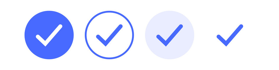 Set of blue checkmark icons with a circle background © Aku Creative