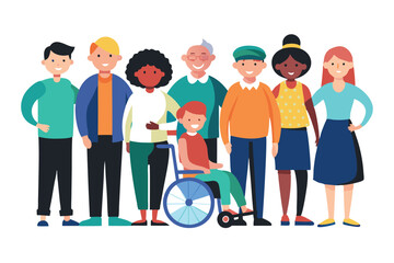 Obraz premium Nclusive group of people isolated vector style with transparent background illustration