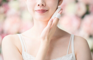 美容・化粧・パフ・女性