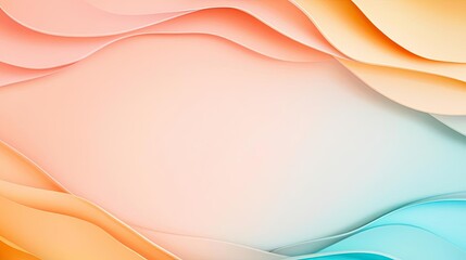 Minimalist graphic design abstract background concept. A soft gradient background with flowing waves in pastel colors for design use.