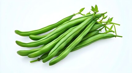 Fototapeta premium Fresh Green Beans Isometric on white background