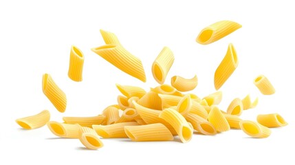Penne Pasta Isolated on White Background
