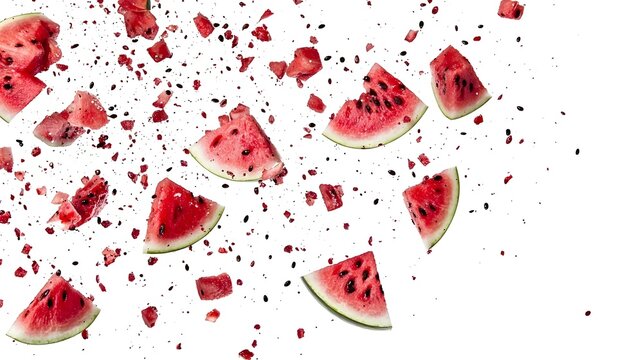 Exploding Watermelon Isolated on White Background