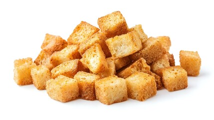 Pile of Croutons isolated on white background