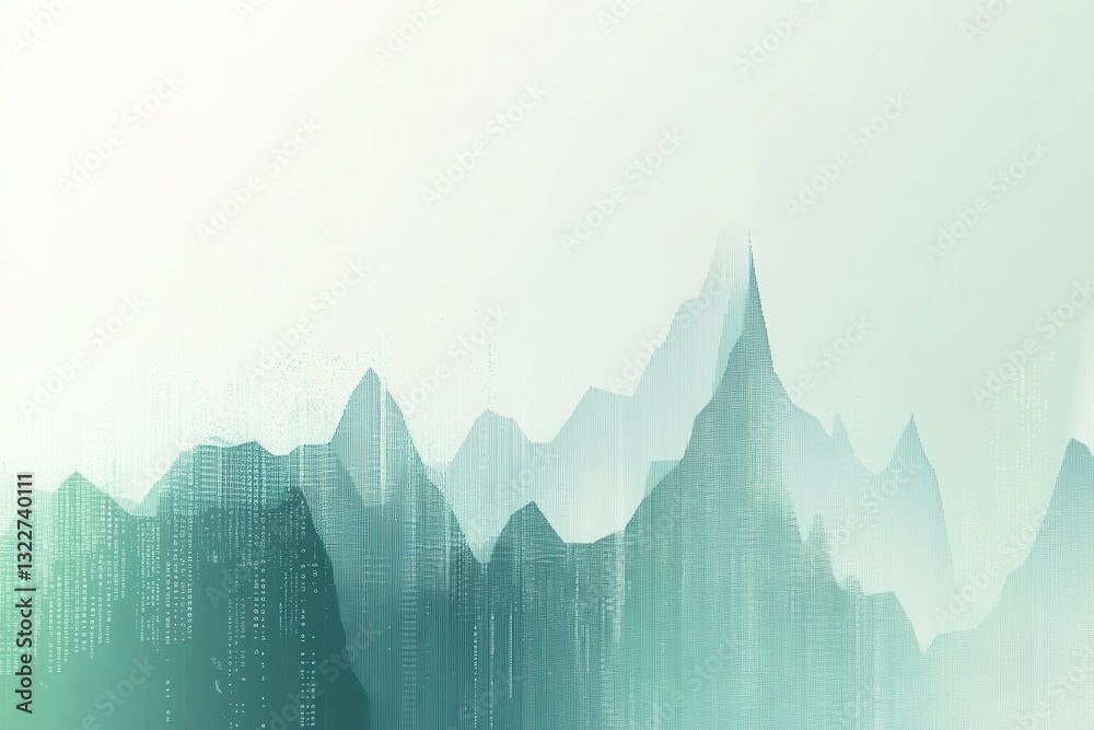 Fototapete Abstract financial charts in muted green and gray showcasing data trends for modern analysis and reporting applications