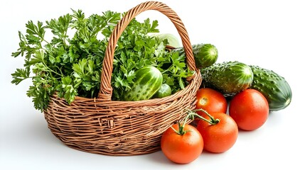 Vegetable basket isolated on white background